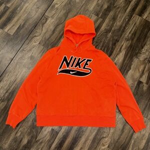 Nike Orange Hoodie Hooded Sweatshirt Men's Size XXL Center Check Embroidered